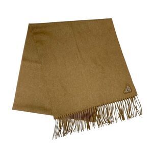 Prada Scarf Silk Camel Silver Triangle Logo Shawl